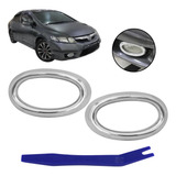 2 Aplique Aro Cromado Farol Milha New Civic 2009 2010 2011