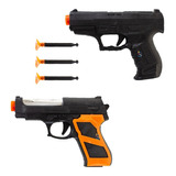2 Arma De Brinquedo Lança Atira Dardos Pistola Pressão Ofert