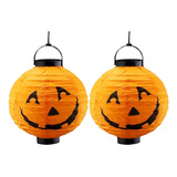 2 Balão Lanterna De Led Decoração Halloween Dia Das Bruxas Cor Laranja Abóbora
