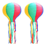 2 Balão Lanterna Festa Junina Fitas Decoração Arraiá 30cm