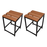 2 Bancos Baixo S Encosto Madeira Resistente 50cm Cozinha