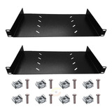 2 Bandeja Fixa 19 X 250mm Para Rack 2 Pontos Max Eletron