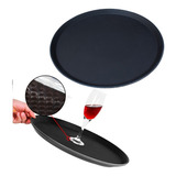 2 Bandeja Redonda Garçom Antiderrapante Emborrachada 40cm