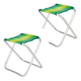 2 Banquetas Pesca Camping Portátil Banquinho Alumínio Verde