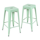 2 Banquetas Tolix Iron 76 Cm Cozinha Aço Cores Av Cor Verde claro