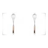 2 Batedor De Ovos Fouet Aço Inox P Clara Gema Bolo Cozinha
