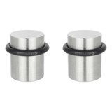 2 Batedor Para Porta Madeira Inox 4cm Amortecedor Borracha