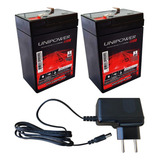 2 Bateria Unipower 6v 4 5 Carregador 12v 800mah Plug Pino P4