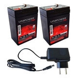 2 Bateria Unipower 6v 4 5a Carregador 6v 900mah Plug Pino P4