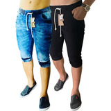 2 Bermuda Jogger Jeans Masculina Capri