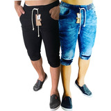 2 Bermuda Jogger Jeans Masculina Capri 3 4 Saruel Slim Short
