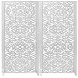 2 Biombo Pintado Divisoria Separador De Ambiente MDF Com Pés Preto Ou Branco Mandala Branco 