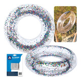 2 Boias Infláveis 80cm Circular Glitter Colorido Carnaval