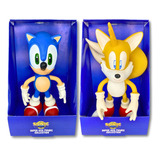 2 Bonecos Grandes 25cm Sonic E Tails Collection Original