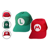 2 Bonés Estampado Super Mario E Luigi Adulto Ou Infantil