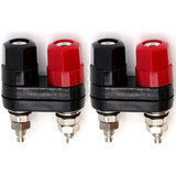2 Borne Duplo Alto Falante Vermelho preto Rosca Profissional Cor Preto vermelho