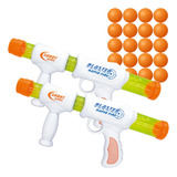 2 Brinquedo Pistola Lança Bolas Com 20 Bolinhas De Eva
