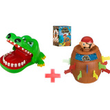2 Brinquedos Jogo De Mesa Crocodilo Dentista Pula Pirata