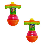 2 Brinquedos Piões Giroscópio Lançador Com Luzes Coloridas