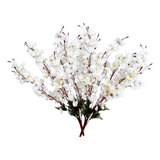 2 Buque Flor Cerejeira 7 Galhos Artificial Decoração Planta