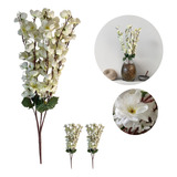 2 Buque Flor Cerejeira 7 Galhos Artificial Decoração Planta