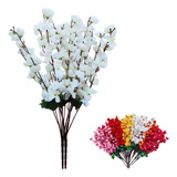2 Buques Flores Cerejeira Artificial 7 Galhos Arranjo Planta