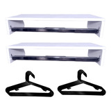 2 Cabideiros Parede Arara Porta Roupas Prateleira 10 Cabide