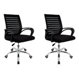 2 Cadeiras De Escritório Sala Reunião Office Estofada Mesh