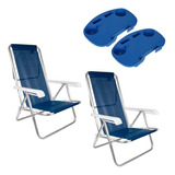 2 Cadeiras De Praia Azul 8