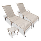 2 Cadeiras Reclináveis Julia P Jardim E Piscina Mesinha Cor Fendi