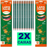 2 Caixa Lápis Preto Grafite Hb Sextavado Leo E Leo C 12 Un