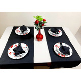 2 Caminhos Trilho De Mesa Oxford Preto 140cm X 40cm