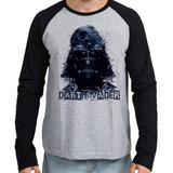 2 Camiseta Manga Longa Blusa Darth Vader Star Wars Vilão