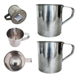 2 Canecas C Alça Aço Inox 650ml Fogão Indução Café Leite