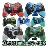 2 Capa Case Silicone Controle Xbox 360   4 Grips