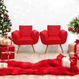 2 Capas Poltrona Cadeira Opala Decor Sala Recepção Vermelha