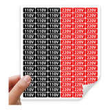 2 Cartela 100 Etiquetas Voltagem 110 220 Tomada Adesivo Cor Preto vermelho Desenho Impresso 110v 220v