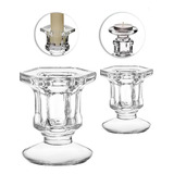 2 Castiçal De Vidro Porta Velas Enfeite Decoração Cartiçal