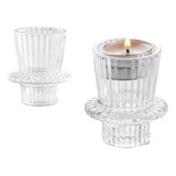 2 Castiçal De Vidro Porta Velas Kit Enfeite Decoração