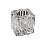 2 Castiçal De Vidro Quadrado Porta Vela Enfeite Decoração 4cm