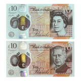 2 Cédulas De 10 Libras Rainha Elizabeth Ii E Rei Charles Iii