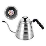 2 Chaleira Bico Fino Aço Inox Escovado Tampa Termômetro Café