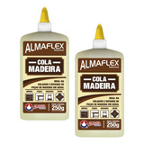 2 Colas Para Madeira Montagem E Reparo Pega Forte 250g Cor Amarelo