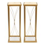 2 Colunas Quadradas Alt 100 Cm 28x28 Com Tampo De Madeira