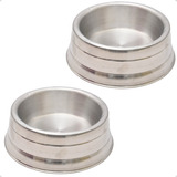 2 Comedouro Pote Vasilha Alumínio Cachorro G 1900ml Pesado