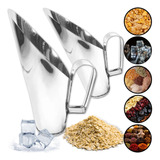 2 Concha Cereal Grãos Gelo 2 Kg 1 Kg Medidor Alça Aço Inox