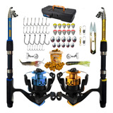 2 Conjunto De Pesca Completo Vara Molinete Pronto P Uso