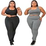 2 Conjunto Plus Size Calça Legging Cós Alto E Top Nadador PRETO CINZA G3