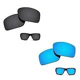 2 Conjuntos De Lentes Polarizadas De Substituição Para Oakley Split Shot 100 De Proteção UV Preto E Azul Liso Espelhado