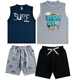 2 Conjuntos De Verão Menino Juvenil Com Regatas E Shorts Bermudas Algodão Tamanho 16